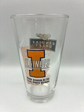 Miller Genuine Draft Illinois Pint Glass Illini Sports Network Sponsor 16 Oz